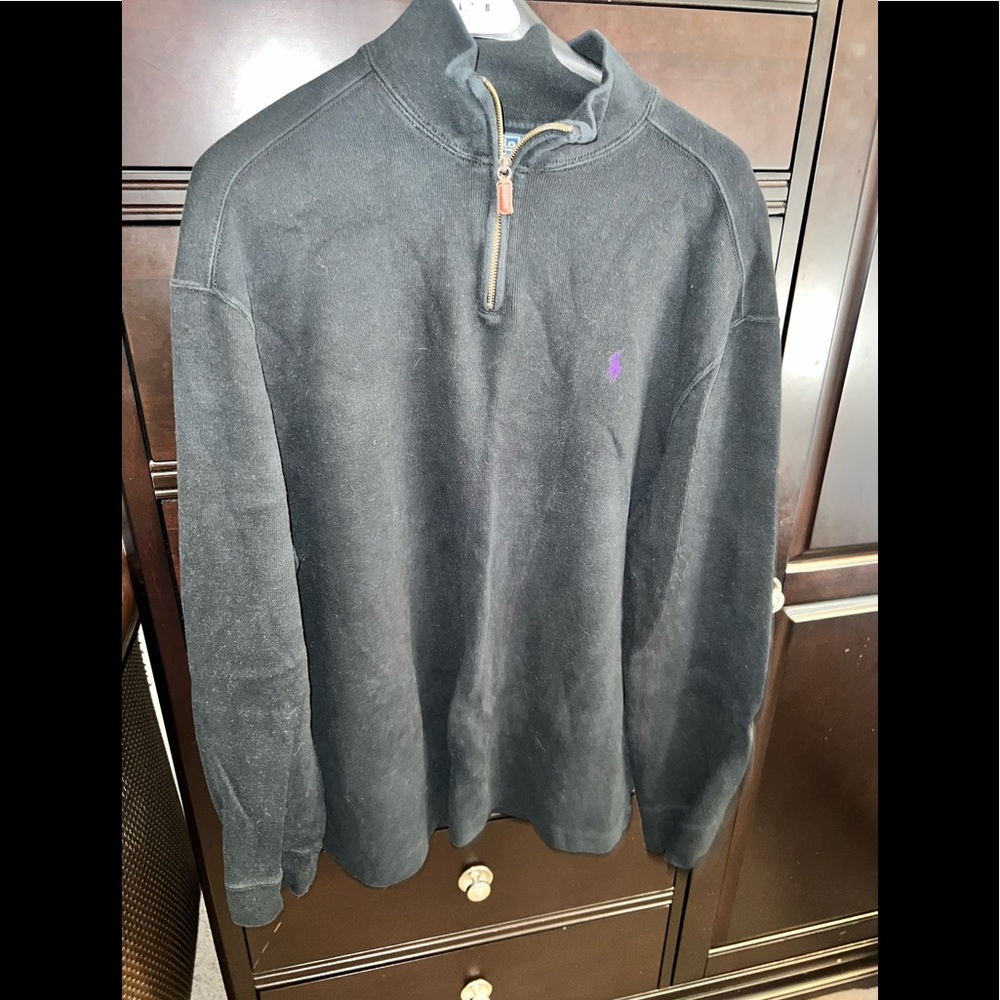 Ralph Lauren 1/4 Zip Sweater Size XL  Dark Charcoal Gray